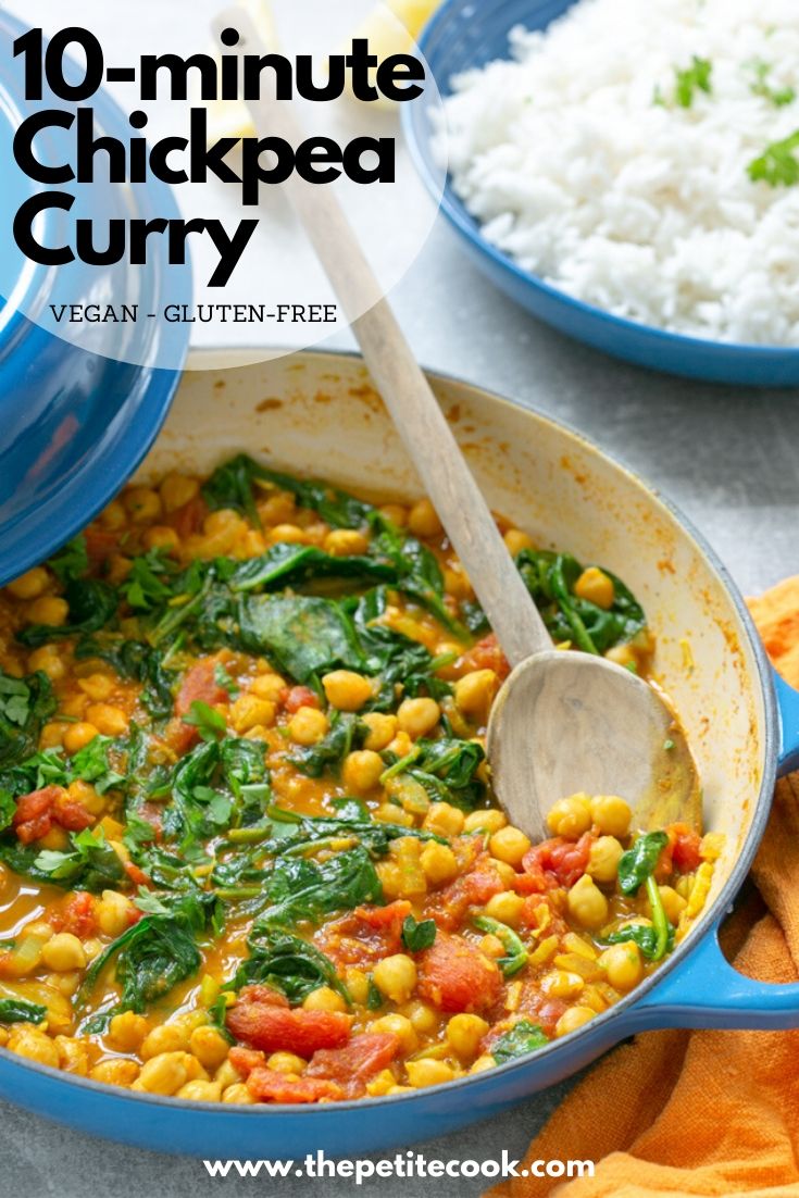 Quick Chickpea and Spinach Curry (Chana Masala) - The Petite Cook™