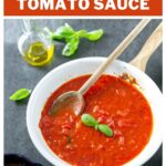 italian tomato sauce. Image with text for Pinterest.