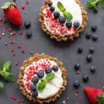 breakfast tart with granola crust and mascarpone filling.
