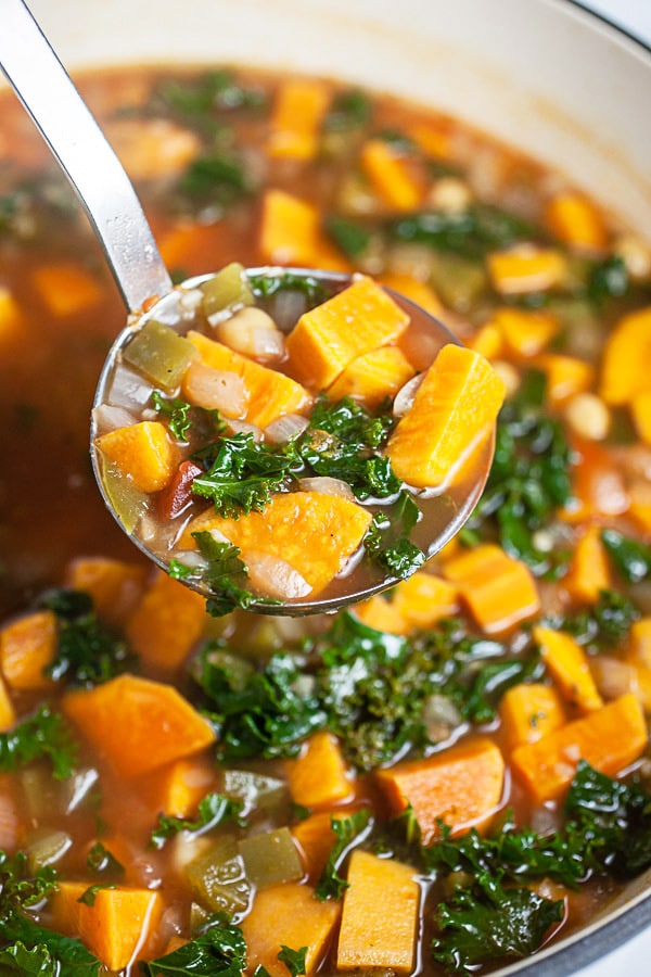 sweet potato, kale and chickpea soup.