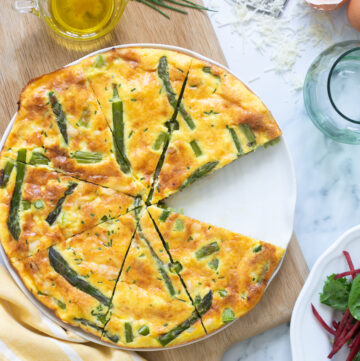 asparagus frittata on a plate.