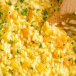 pumpkin risotto, image with text for Pinterest.