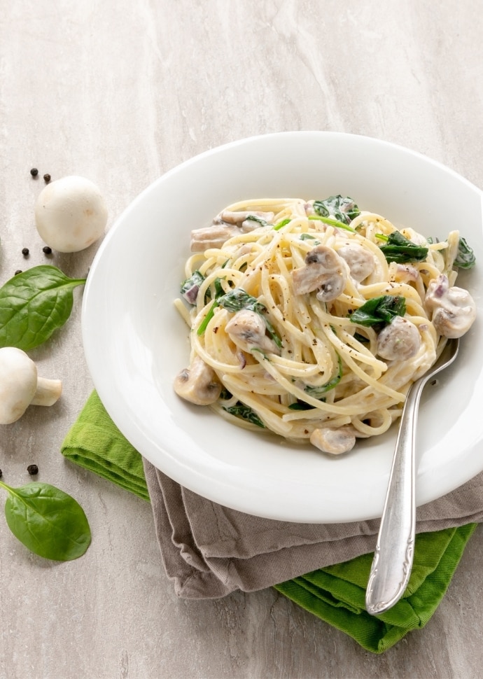 mushroom and spinach pasta.