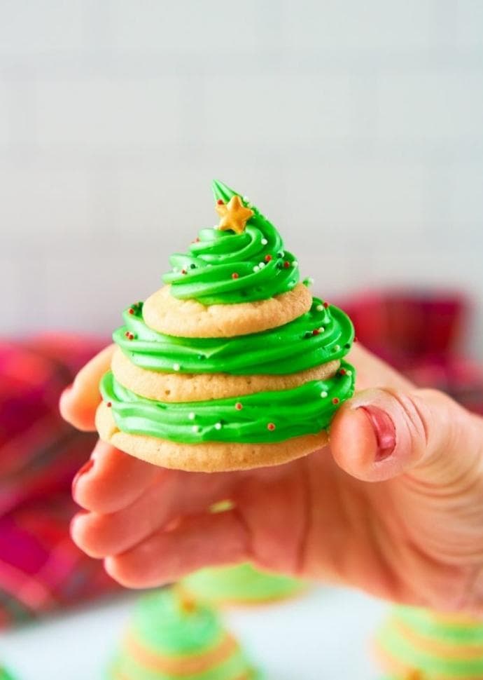 Christmas tree sugar cookies.