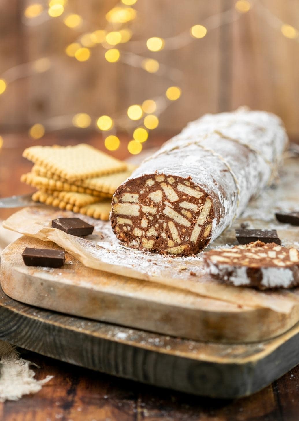 italian chocolate salami - salame al cioccolato.