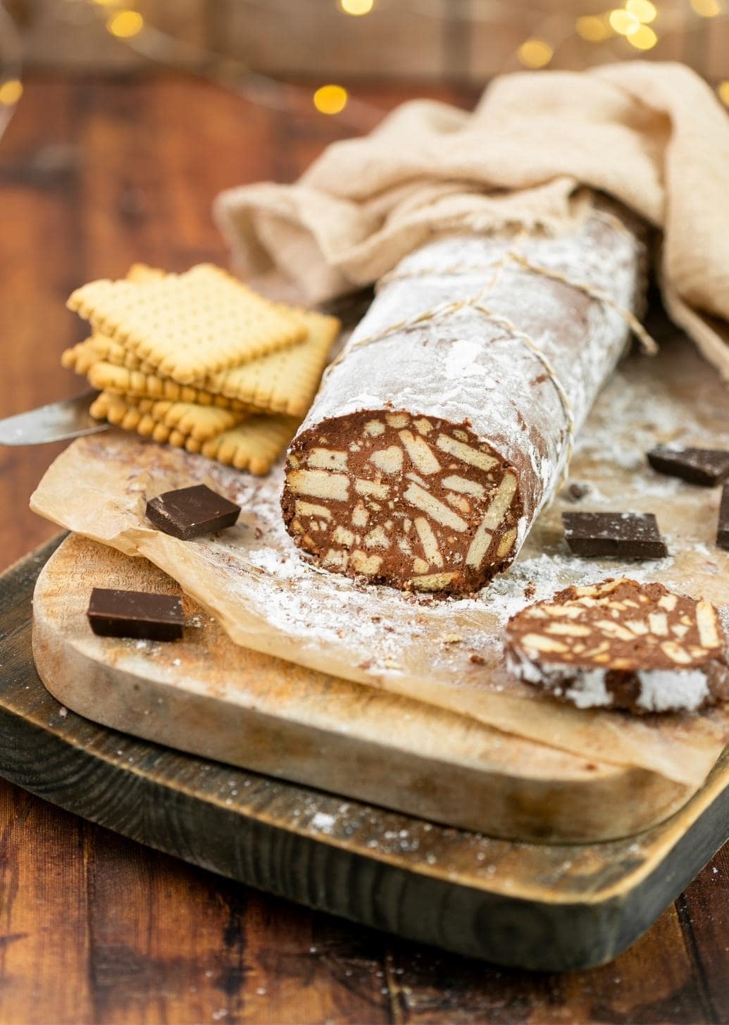 italian chocolate salami - salame di cioccolato.