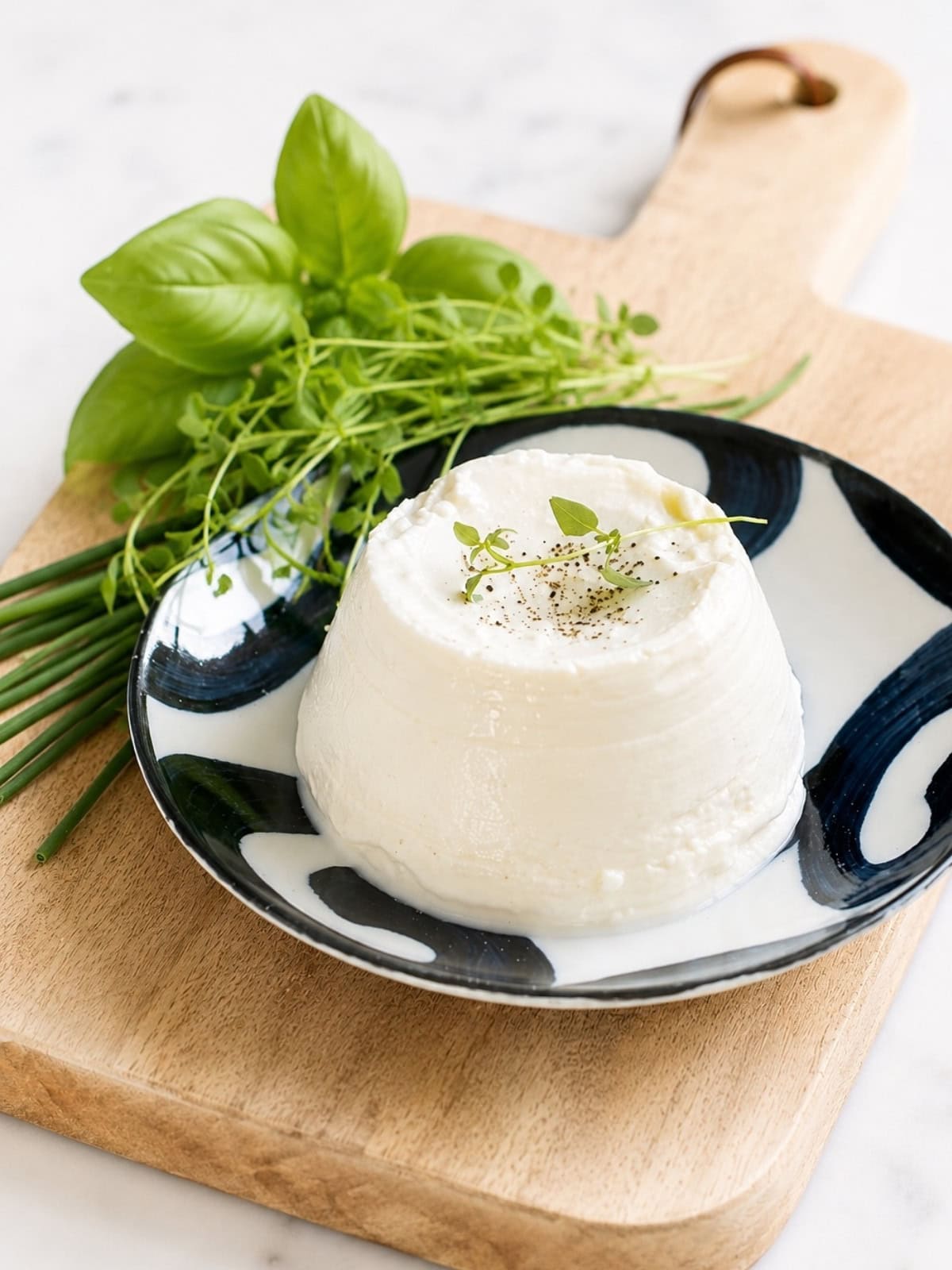 fresh ricotta cheese made at home with milk and lemon.