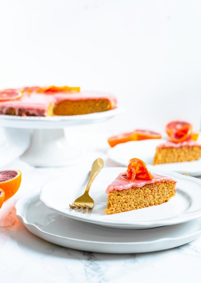 slice of sicilian blood orange cake.