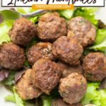 Italian polpette. Image with text for Pinterest.