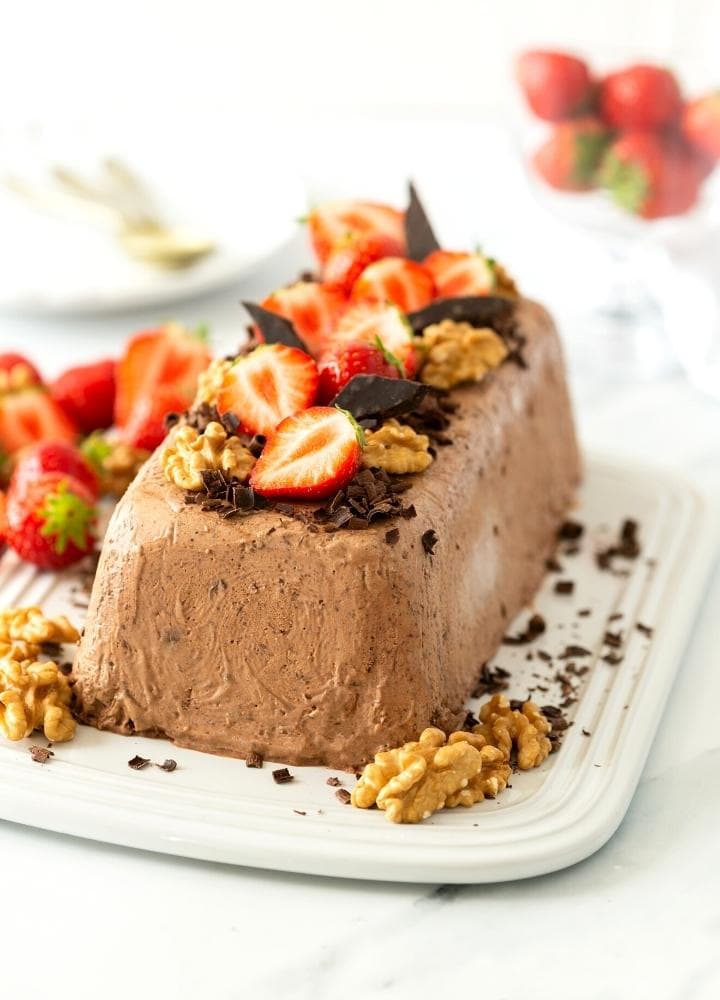 italian semifreddo with chocolate and walnuts.