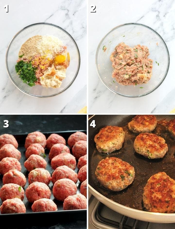 collage van vier afbeeldingen die de vier stappen van het recept tonen.