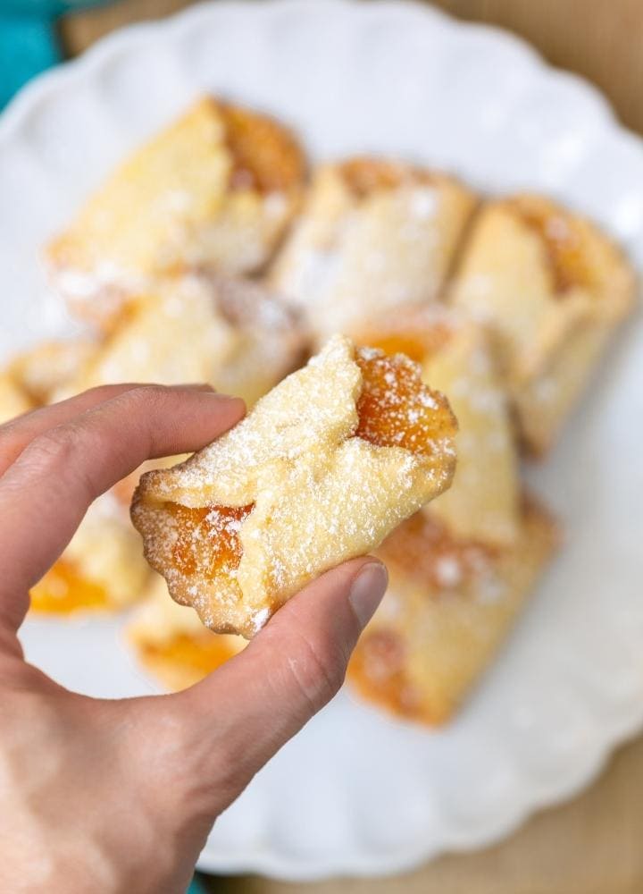 italian bow tie cookies with jam.