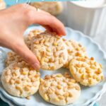 Italian pignoli cookies, image with text for Pinterest.