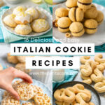 italian cookie recipes, collage of four images with text for Pinterest.