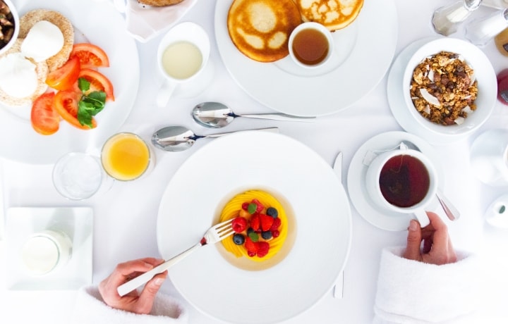 In room breakfast at the Westin Paris Vendome hotel.