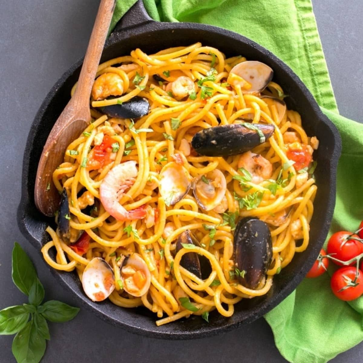 Italian seafood pasta.