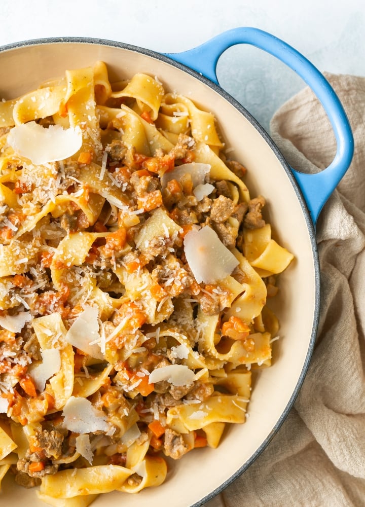 duck ragu with pasta.