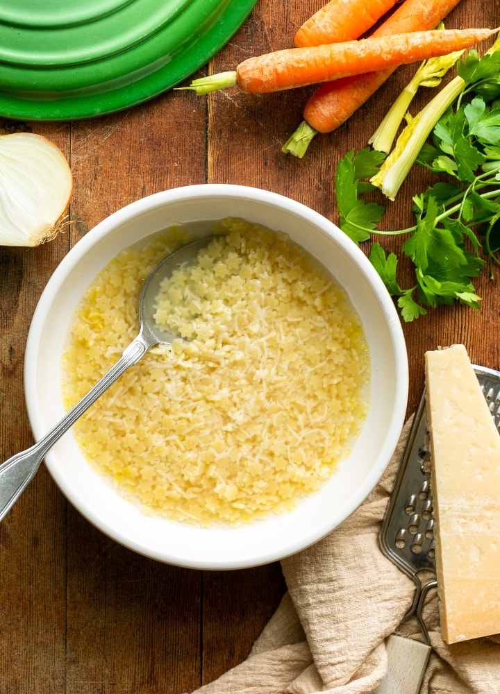 Brodo di pollo with pastina.