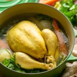 brodo di pollo, italian chicken soup. Image with text for Pinterest.