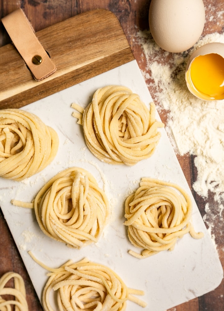 homemade tagliatelle pasta.
