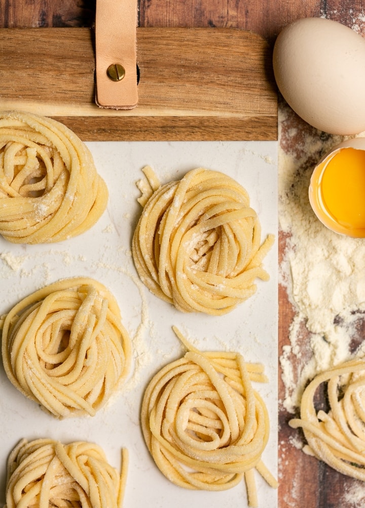 homemade egg pasta.