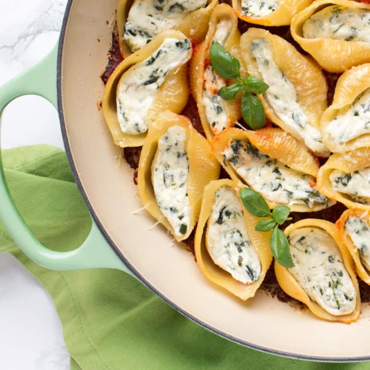 spinach ricotta pasta shells