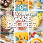 collage of 10 images showing italian cake recipes. Image with text for pinterest.