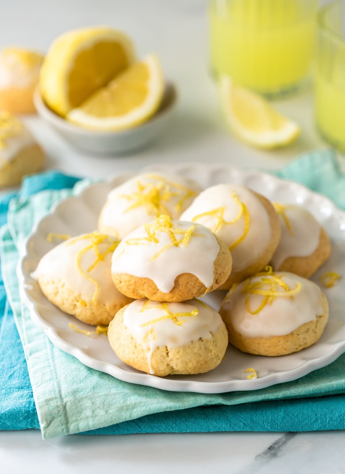limoncello cookies with lemon glaze.