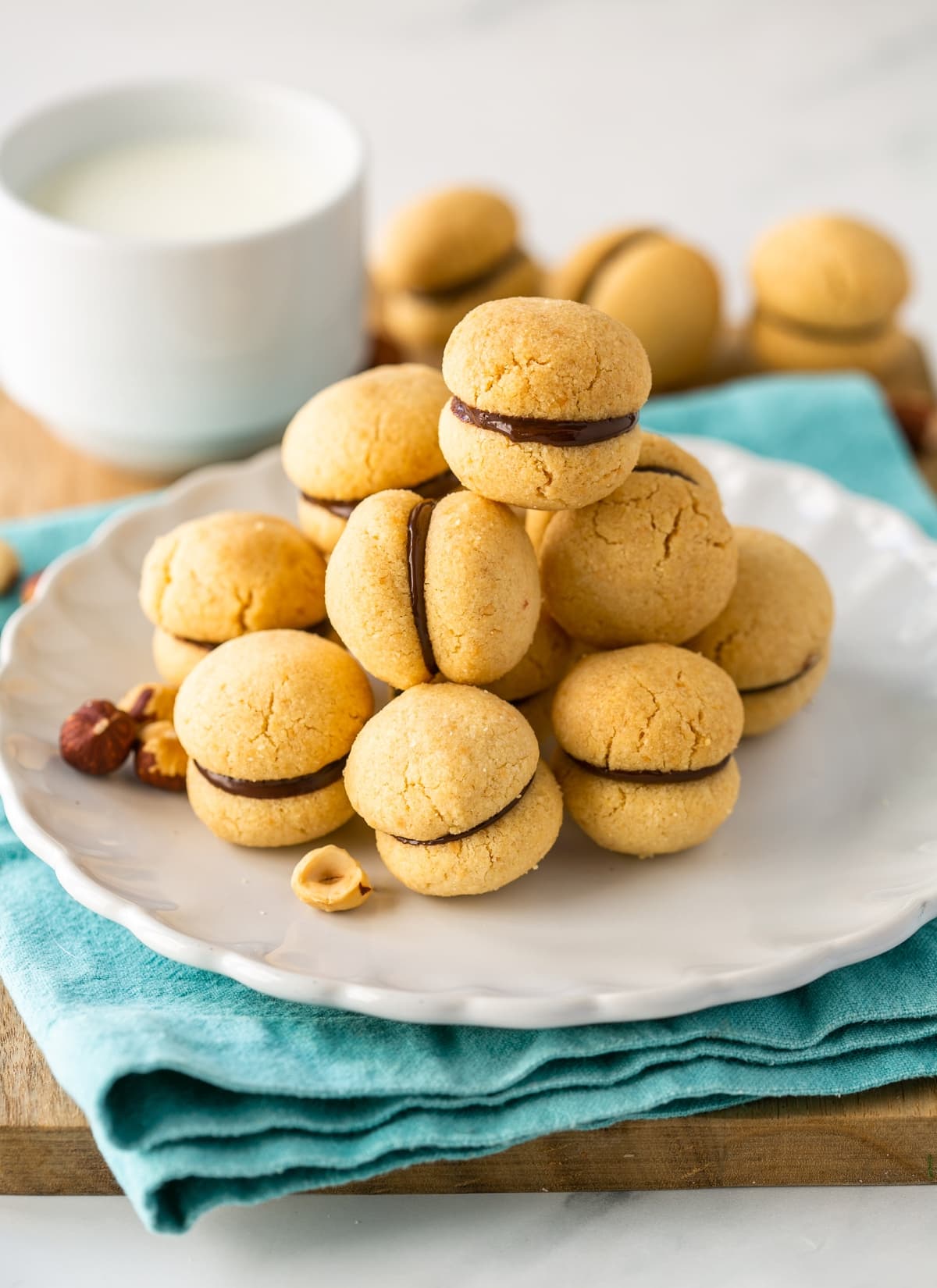 italian hazelnut cookies or baci di dama cookies.