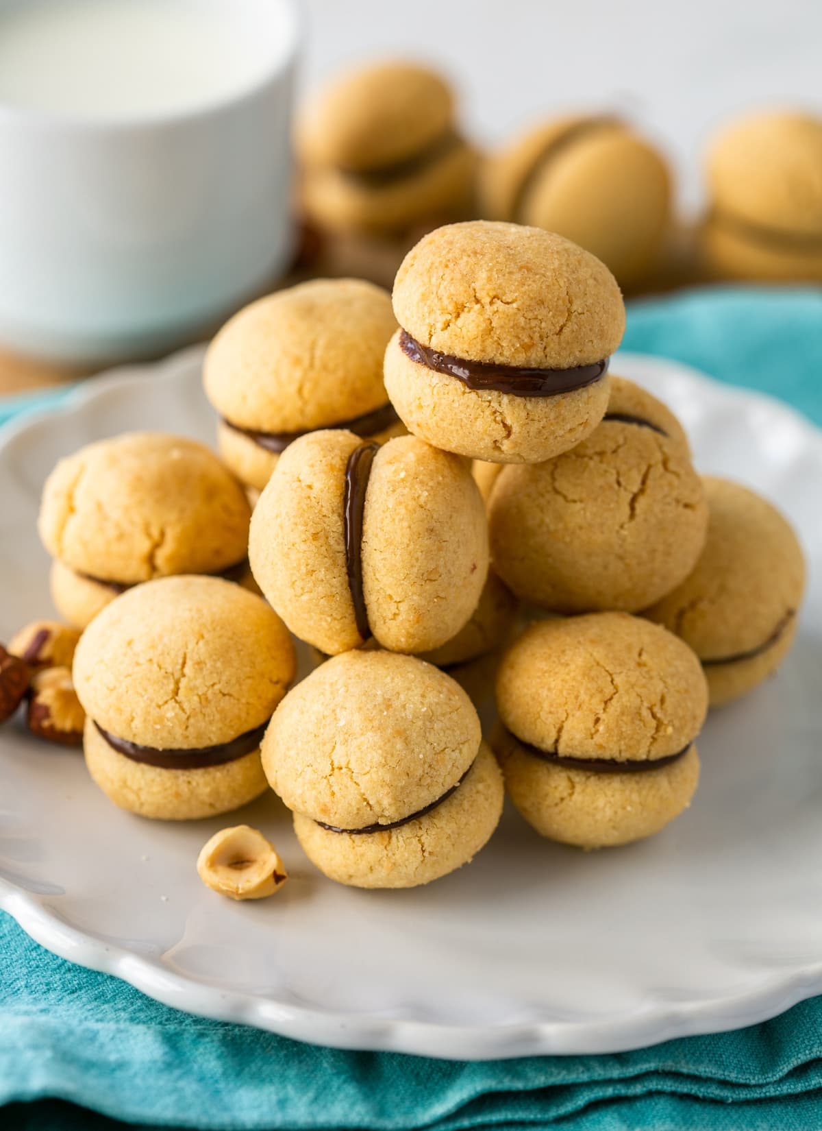 baci di dama, chocolate hazelnut cookies.