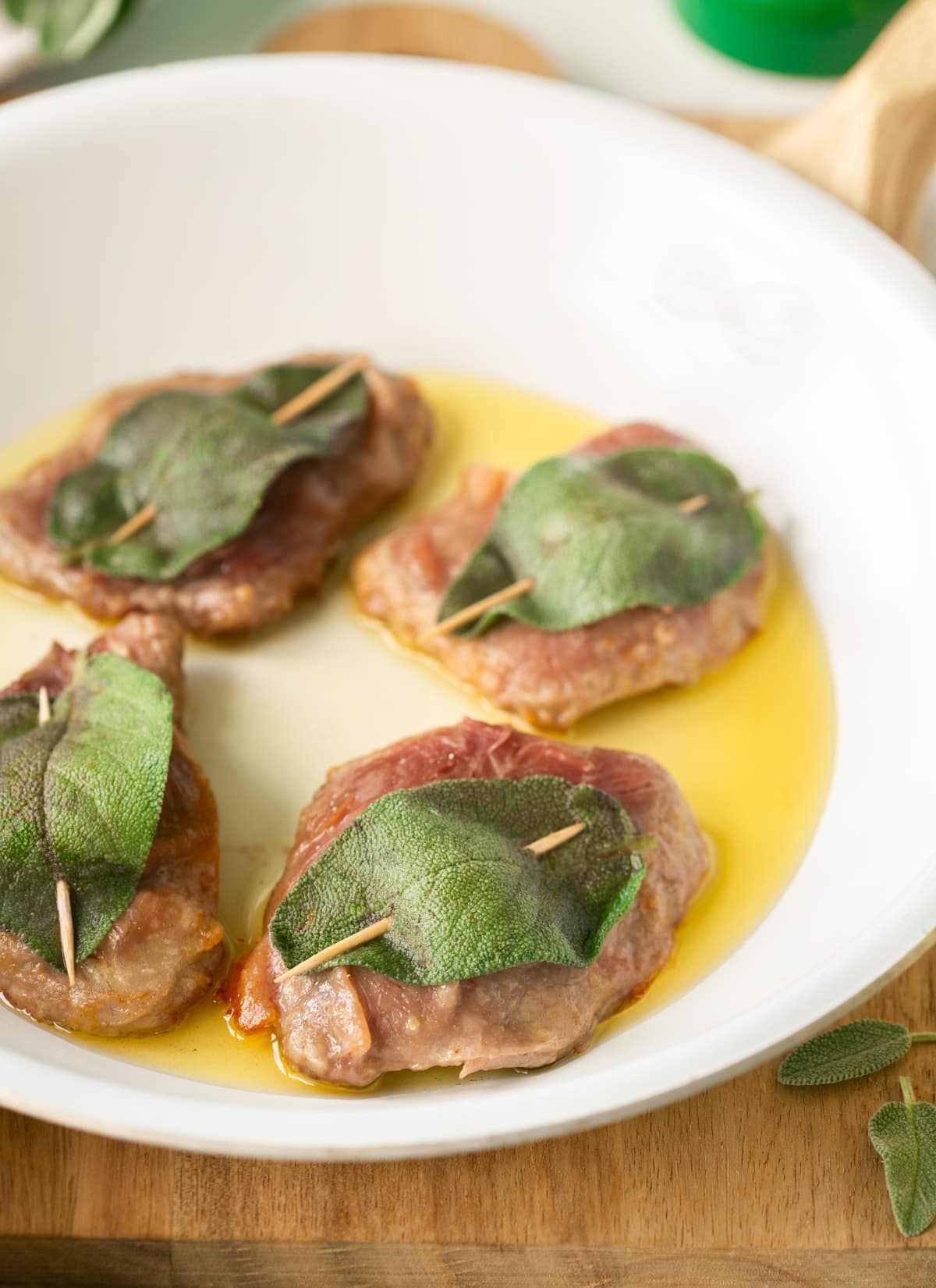 saltimbocca alla romana, made with veal cutlets, prosciutto and sage.