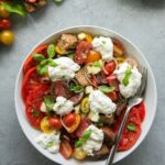 panzanella with burrata cheese.