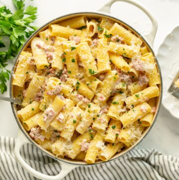 pasta alla norcina with sauasge and cream.