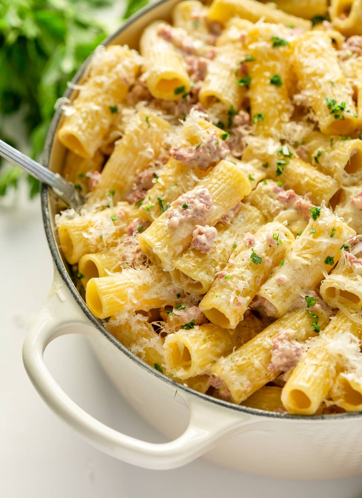 pasta norcina with sausage and cream.