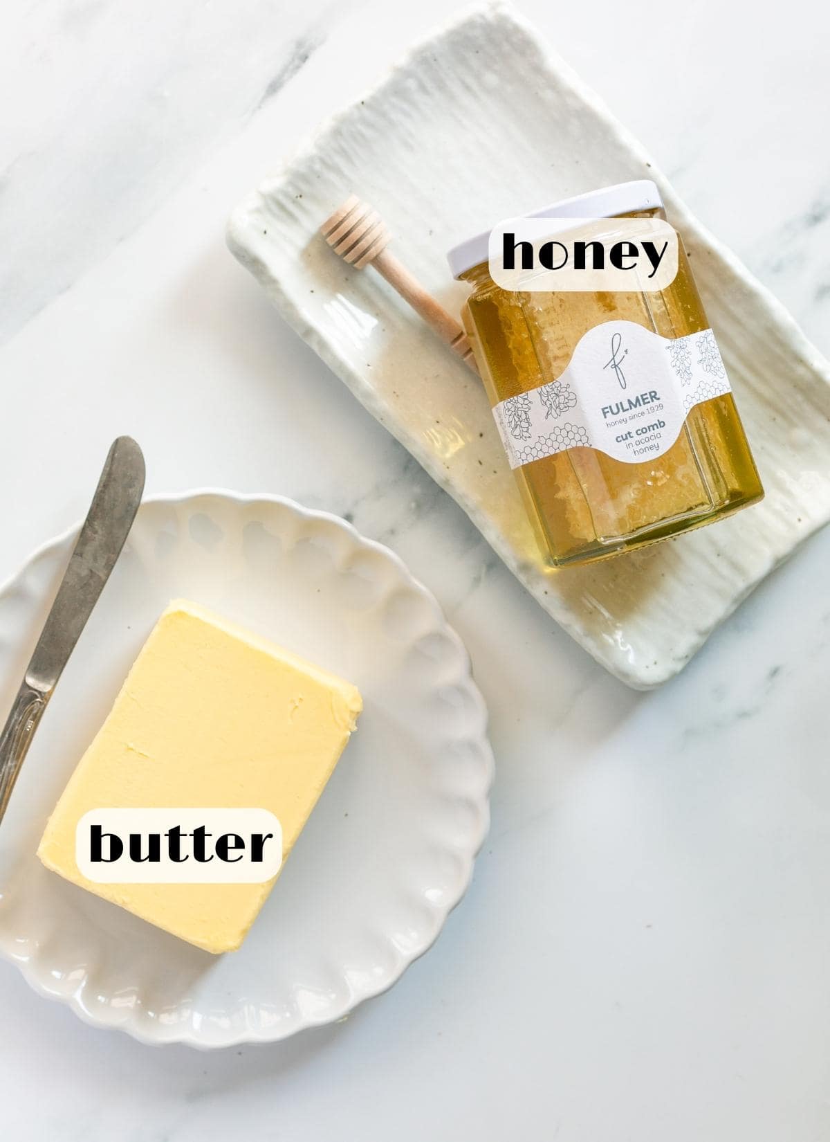 honey butter ingredients: honey and butter.