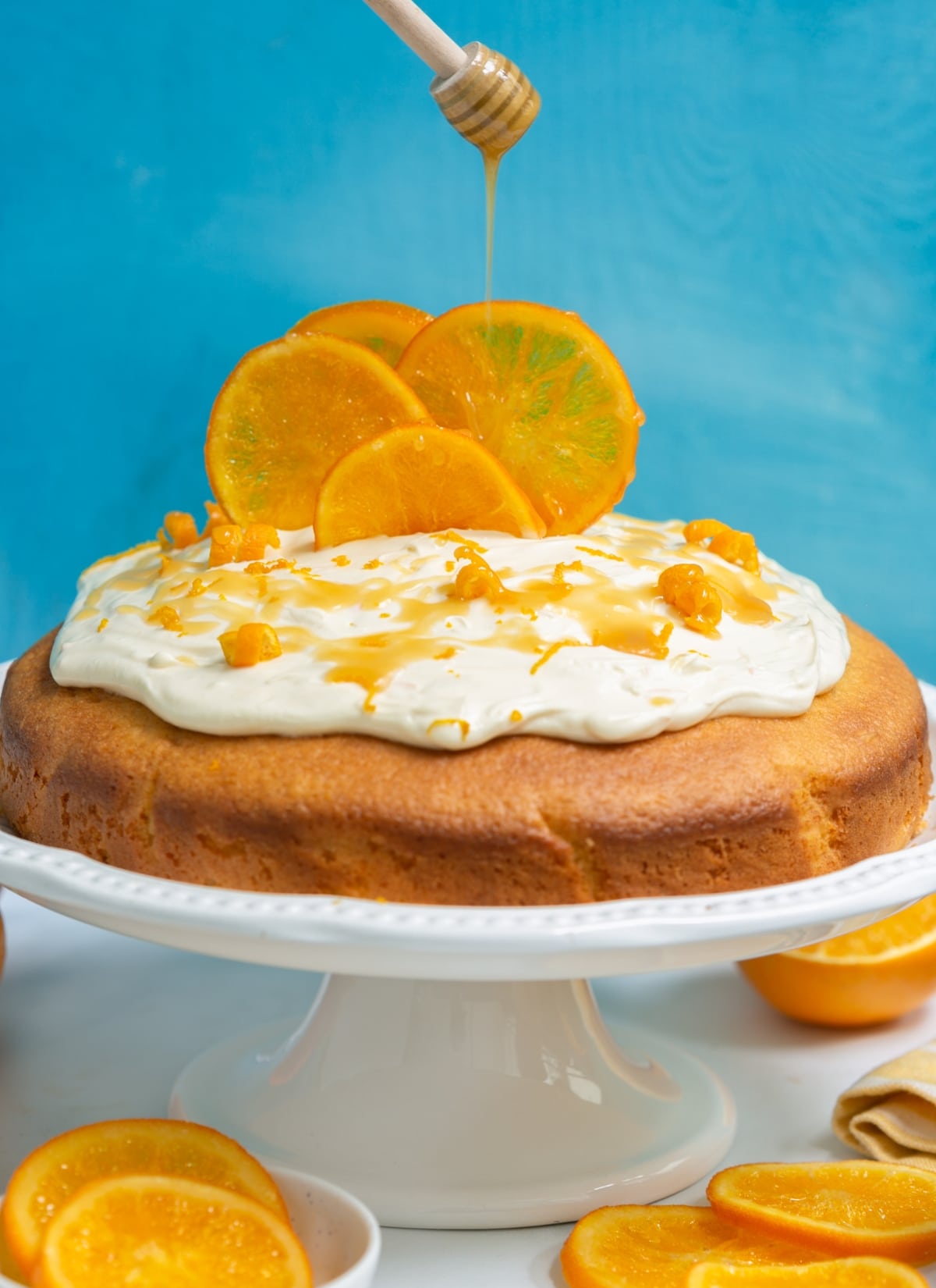 Italian orange cake with mascarpone frosting.