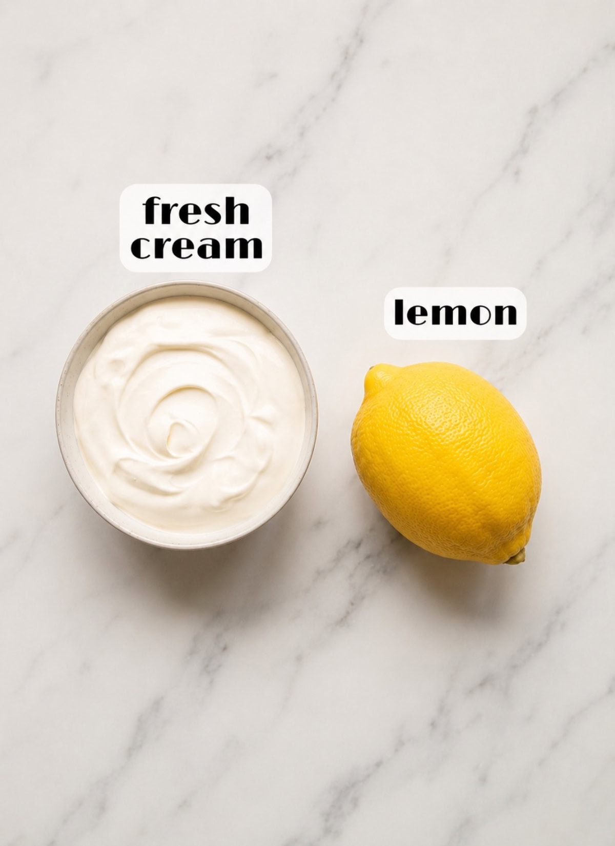 home made mascarpone cheese ingredients: fresh whipping cream, juice from a lemon.