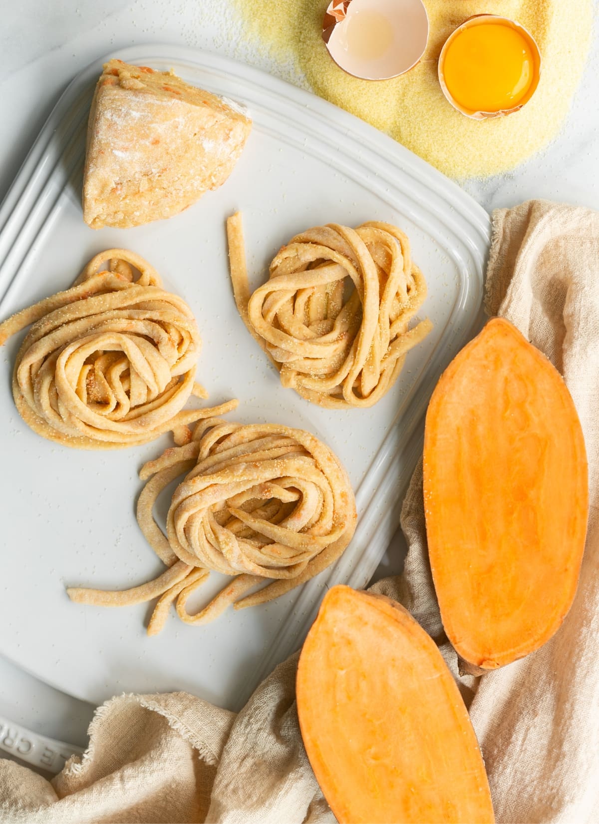 fresh homemade sweet potato pasta.