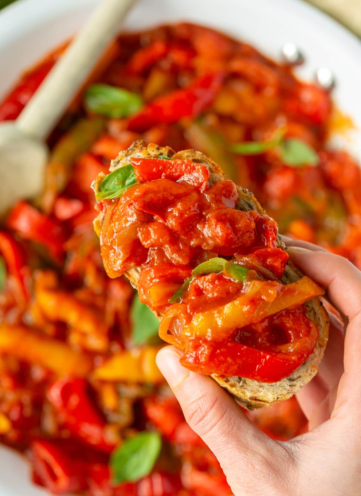 peperonata sauce served with bread.