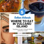 collage of volcano island dishes.