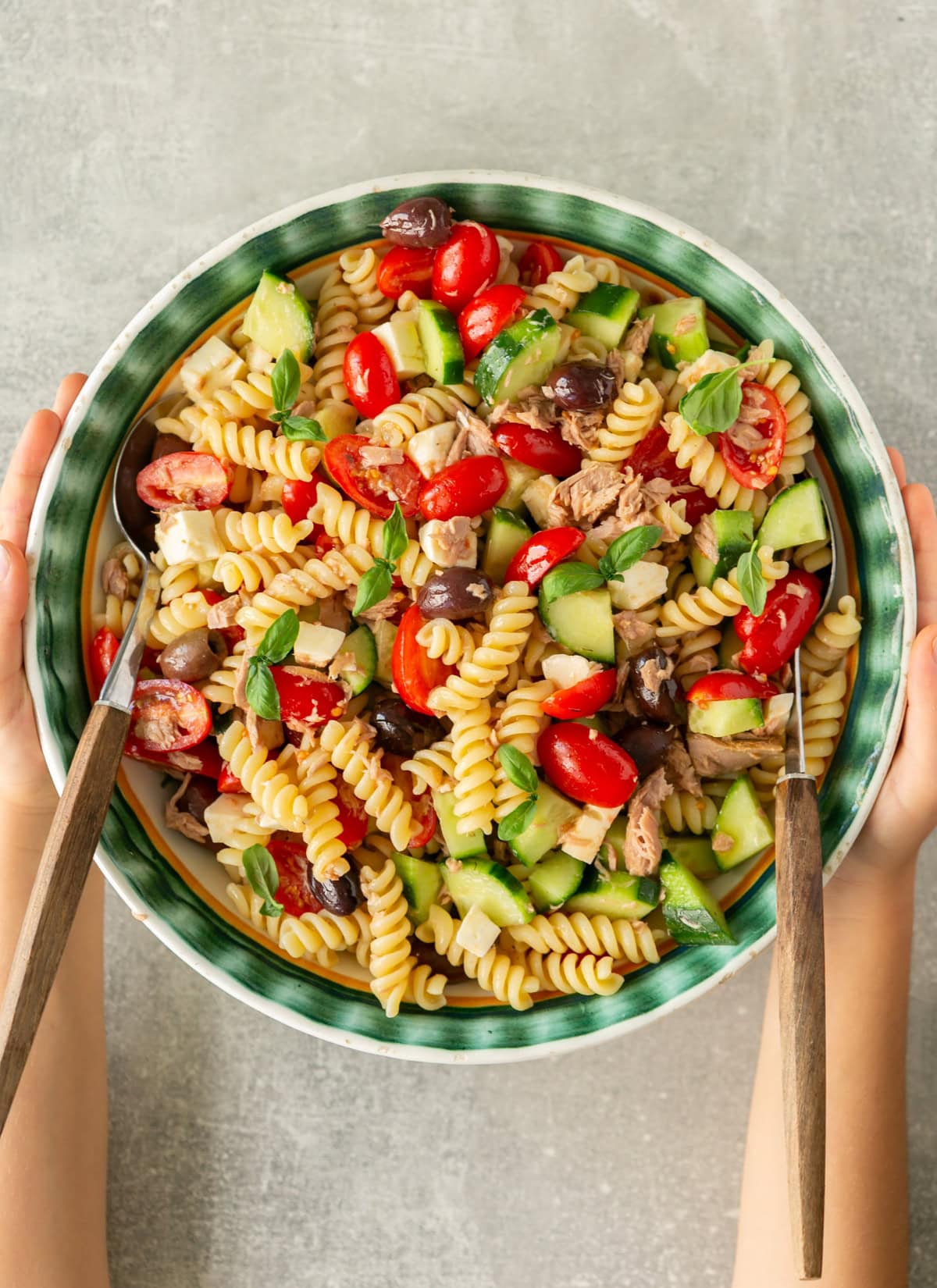 italian salad with tuna and pasta.