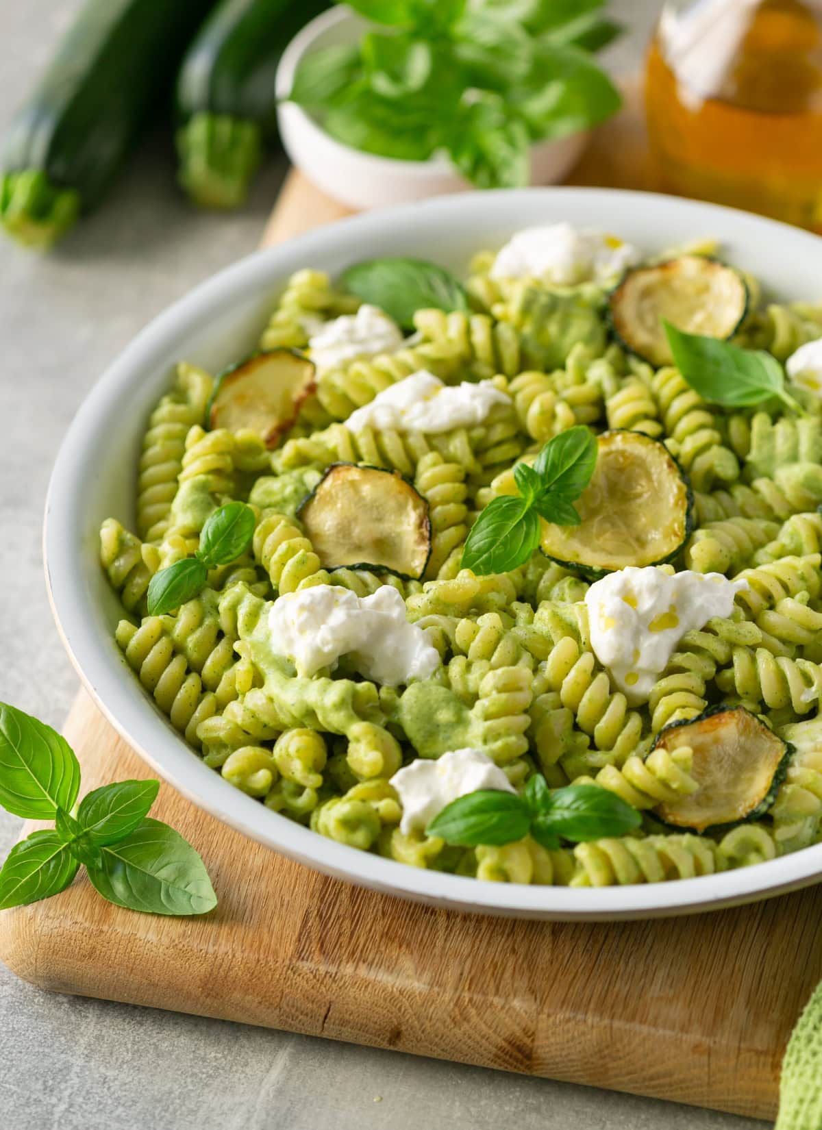 Zucchini burrata pasta.