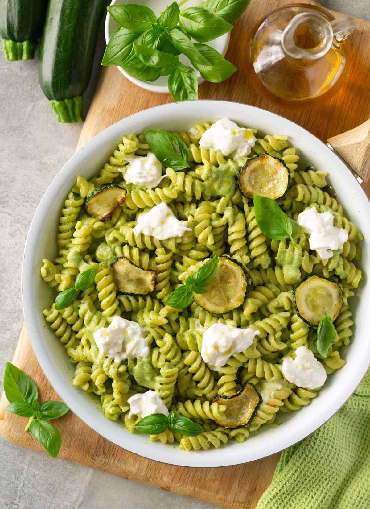 zucchini pasta with burrata.