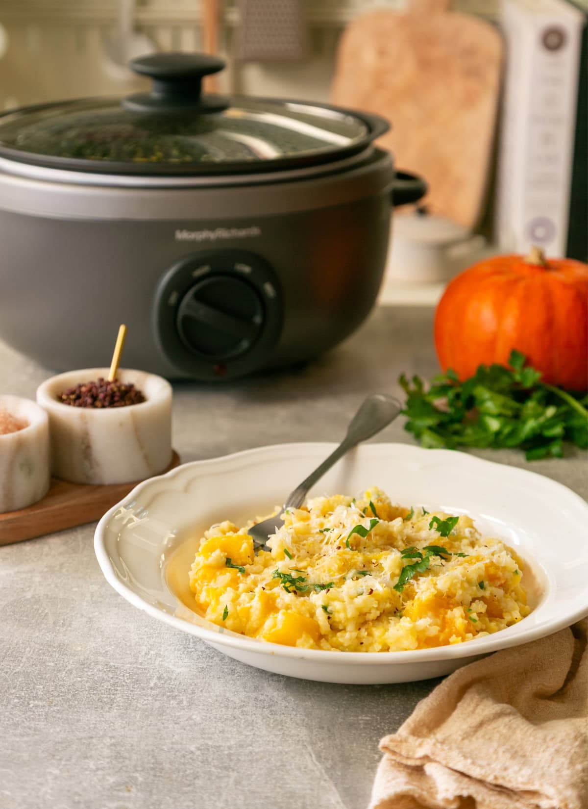 crock pot risotto with pumpkin.