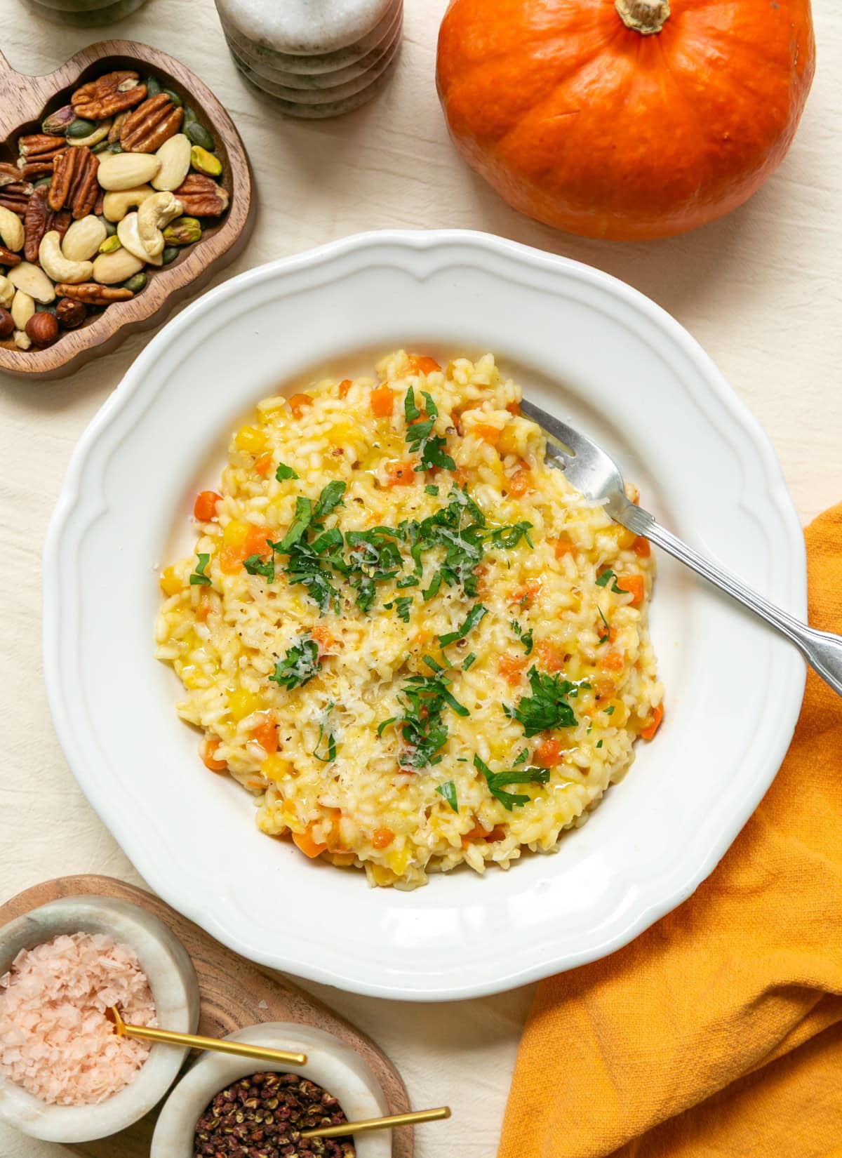 pumpkin risotto in slow cooker.