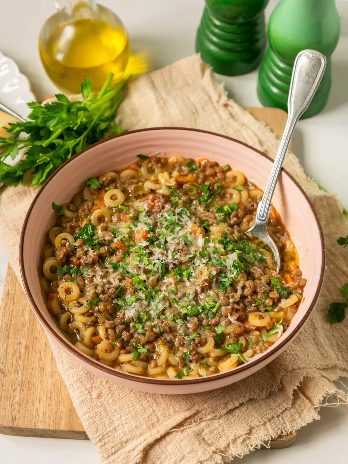 pasta with lentils.