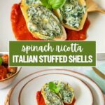 stuffed pasta shells with ricotta and spinach.