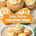 italian mascarpone cookies. Image with text for Pinterest.