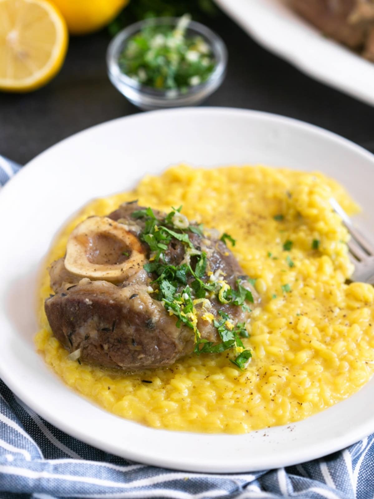 Braised ossobuco alla Milanese veal shanks in a rich wine sauce